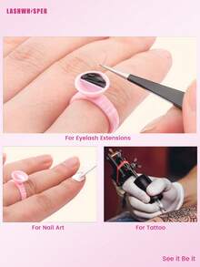 100pcs/Pack Disposable Glue Cups, Suitable For Eyelash Extension And Tattoo Ink - Eyelash Glue Cups, Eyebrow, Lip And Eyeliner Pigment Cups - Multicolor - View 5