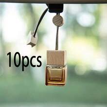 10pcs Customized Text Rectangular Glass Perfume Bottles, Square Shaped Car Fragrance Bottle Empty, Car Accessories