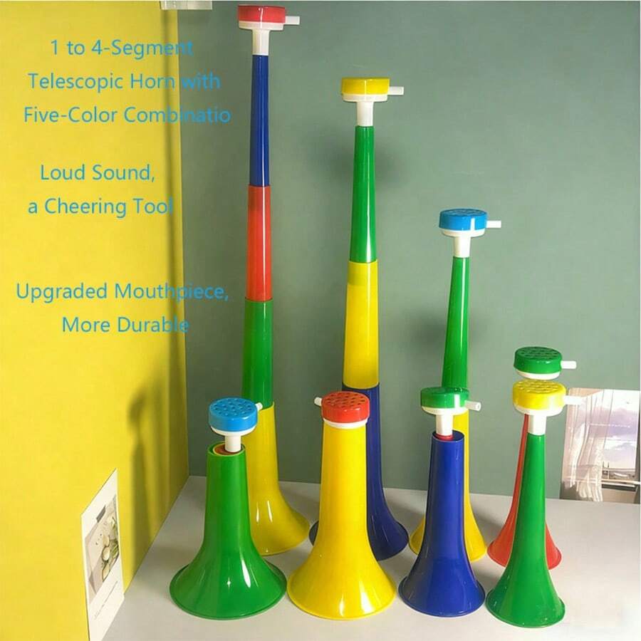 1个随机颜色啦啦队加油扩音器，可扩展设计，增强足球、篮球和户外活动的比赛氛围