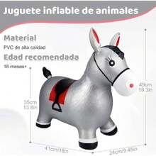 Caballo Hinchable para Saltar, Tolva Inflable de Animales para Niños. Bouncy Boing, Inflatable Hopping Farm Animals con Air Pump, Bouncing y Active Play para Niñas y Niños (Gris Plata),36985813 - Naranja Coral - Ver 2