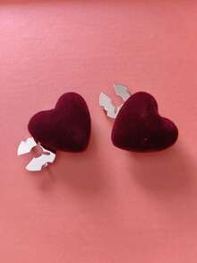 1件/2件装麂皮心形优雅几何图案纽扣套装，衬衫纽扣套装，夹式纽扣套装，时尚水晶袖扣套装，适合搭配燕尾服和婚纱装饰 - 酒紅色 - 查看 9