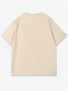 Manfinity Homme Men's Fashion Round Neck Short Sleeve Letter Graphic Casual T-Shirt Los Angeles T Shirt - 杏色 - 查看 3