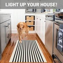 IOHOUZE Black Beige Striped Rug -2.3'x3.6' Front Door Rugs Outdoor, Small Washable Area Rug For Front Porch, Spring Summer Welcome Mats Outdoor Indoor, Doormat For Entryway Porch Entrance,One-Size,LightBeigeFFBlackssstripe24inchx38inchRectangular - 淺米色黑色條紋 24吋x38吋長方形 - 查看 4