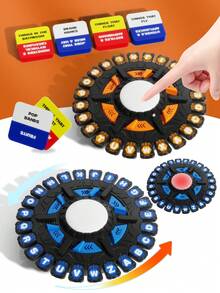 German Version Fast Thinking Letter Spinner Word Game Set, Children's Interactive Cognitive Strategy Board Game, Includes Card-Based Spelling Puzzle Toy, Enhances Cognitive Ability, Ideal Party, Christmas, Holiday Gift - Multicolor - View 1