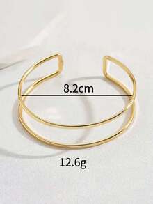 1pc Geometric Open Bangle Bracelet, Unique Design Women Arm Cuff, Suitable For Daily Wear, Wedding, Party, Holiday Gift - Yellow Gold - View 4