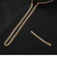 A Long Men's Arabian Robe With A Standing Collar The Fabric Is Skin Friendly And Soft, Suitable For Daily Occasions Such As Eid Al Fitr, Ramadan, Weddings, Etc