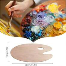 Palette Wooden Paint Palette, 2PCS Painting Palette Paint Tray Palettes For Acrylic Watercolor Oil Paint DIY Art Craft Painting - Beige - View 2