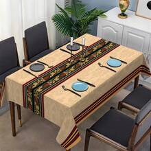 Elegant European Style Tablecloth With Ornate Runner Pattern - Beige Polyester, Rectangular Dining Table Cover For Home, Parties, And Holiday Decor, Table Decor - Nhiều màu - Xem 2