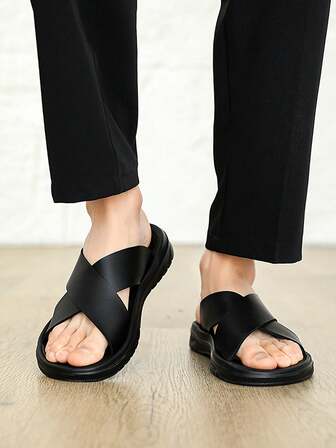 Sandalias de cuero casuales de moda para hombres de talla grande, pantuflas de cuero de alta gama, sandalias de estilo árabe