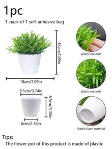 1pc White Round Pot Artificial Greenery Decoration, Suitable For Decoration Of Home Living Room Tables, Bookshelves Or Windowsills, For Setting The Scene Atmosphere In Valentine's Day Wedding Parties, As Well As For Decoration In All Seasons Of Home And Outdoor Corridors And Gardens. - White Green - View 10