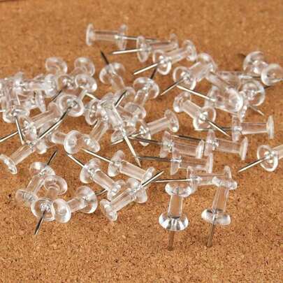 30/50/100/200pcs Assorted Push Pins, Multicolor Plastic Thumbtacks, For Soft Cork Board, Office & School Supplies, Back To School, Home & Office Essentials