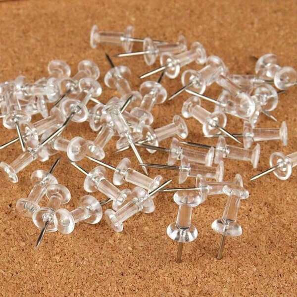 30/50/100/200pcs Assorted Push Pins, Multicolor Plastic Thumbtacks, For Soft Cork Board, Office & School Supplies, Back To School, Home & Office Essentials