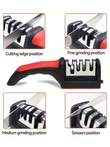 Ostrzałka do noży 1/2/3 szt. Profesjonalna, 4-stopniowa ostrzałka do noży, odpowiednia również do nożyczek. Wyposażona w węglik wolframu, diamentowe i ceramiczne kamienie ostrzące, odpowiednia do noży kuchennych. - Wielokolorowe - Zobacz 4
