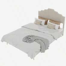 Modern Minimalist Soft Bed, Comfortable And Soft Headboard, 140*200CM, Beige, Multifunctional Bedroom Furniture, Low Box Bed Frame Without Lifting Rod, Does Not Include Mattress. - White - View 2