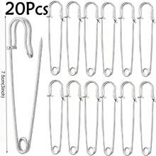 5-20pcs Large Size Garment Safety Pins, Heavy Duty Quilting Pins, Gold/Silver Decorative Pins, Suitable For Canvas, Wool Clothing Crafts And DIY Jewelry Crafts - Multicolor - View 24