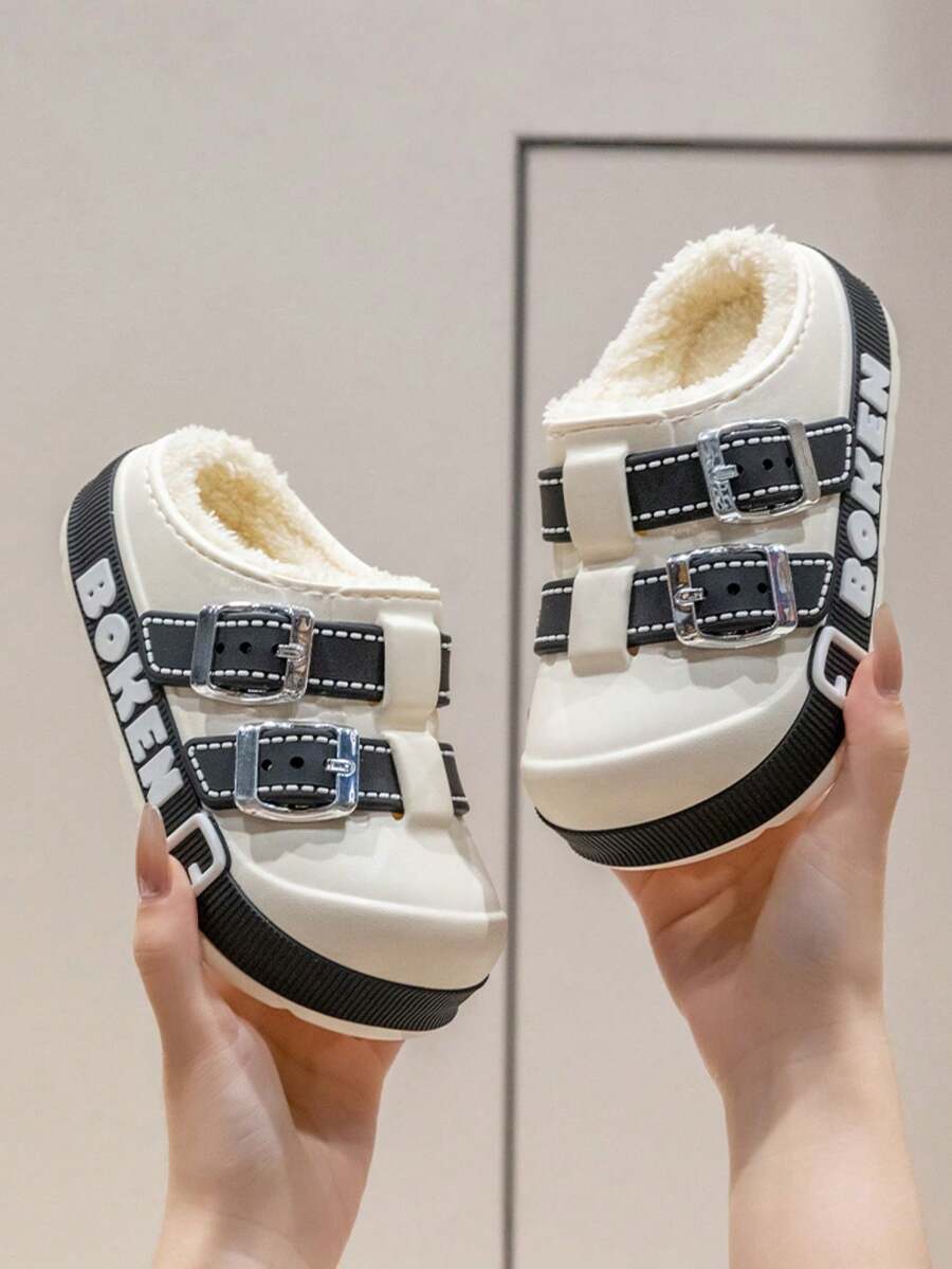 Fashion Design Style Slippers Plush Fuzzy Memory Foam For Kids, Soft Lightweight Warm Cozy Non-Slip Indoor House Bedroom Shoes For Boys & Girls Slippers Non-Slip Rubber Sole Slippers For Toddlers - Designed For Indoor Safety, Soft Plush Upper Keeps Little Feet Warm, Easy Slip-On Design For Independent Kids, Perfect For Nursery, Preschool, And Home Use - Black - View 1