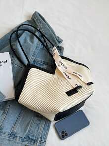 1pc PU Leather Minimalist Design Shoulder Bag, Suitable For Work, Fashionable Business Casual, Essential For Women, Perfect For Office, Business And Work - White - View 4