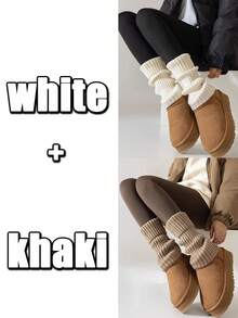 1/2/3 Paia di scaldamuscoli caldi da donna, scaldamuscoli lavorati a maglia di colore unito, scaldamuscoli lavorati a maglia versatili, scaldamuscoli lunghi e caldi lavorati a maglia per l'autunno/inverno, alla moda - Multicolore - Visualizzare 18