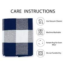 IOHOUZE Buffalo Plaid Checkered Rug 27.5\ X 43\ Front Door Mats, Washable Area Rugs For Front Porch Decor, Spring Summer Welcome Mats Outdoor, Navy White Rug For Farmhouse/Entryway/Home Entrance,One-Size,NavyandWhite24inchx38inchRectangular - 海軍藍和白色 24 英寸 x 38 英寸長方形 - 查看 7