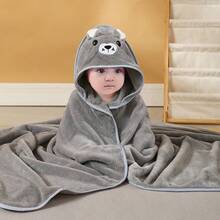 مجموعة روب حمام مع قبعة للأطفال 1 قطعة/2 قطعة، وشاح للأطفال بنمط حيواني مناسب للجنسين، مستلزمات حمام أطفال من الفليس المرجاني الناعم بتصميم كرتوني، مناسب لجميع الفصول - 80*80 سم - مشاهدة 9