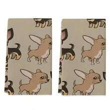 2条可爱吉娃娃图案厨房毛巾，送给爱狗人士的礼物，可用于洗碗或装饰厨房，尺寸：15.7 x 23.6 英寸 - 棕色 - 查看 4