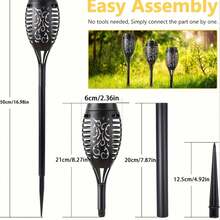 8pcs Outdoor Warm Light Solar Torch Light, Waterproof Solar Light, LED Flashlight For Outdoor Decoration, Suitable For Outdoor Garden And Courtyard Decoration, IP44 Waterproof Courtyard Lighting - Orange - View 3