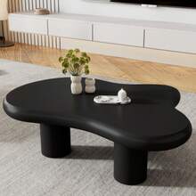 Irregular Cloud-Shaped Coffee Table, 97cm Long, 67cm Wide, 32cm High, MDF With Felt Pads, Lacquered Surface, Creative Coffee Table - Black - View 3