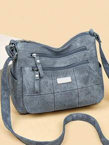 时尚女士单肩包，简约独特风格，防水防盗，大容量多功能，适合购物、送礼、旅行和户外活动。 - 藍色 - 查看 4