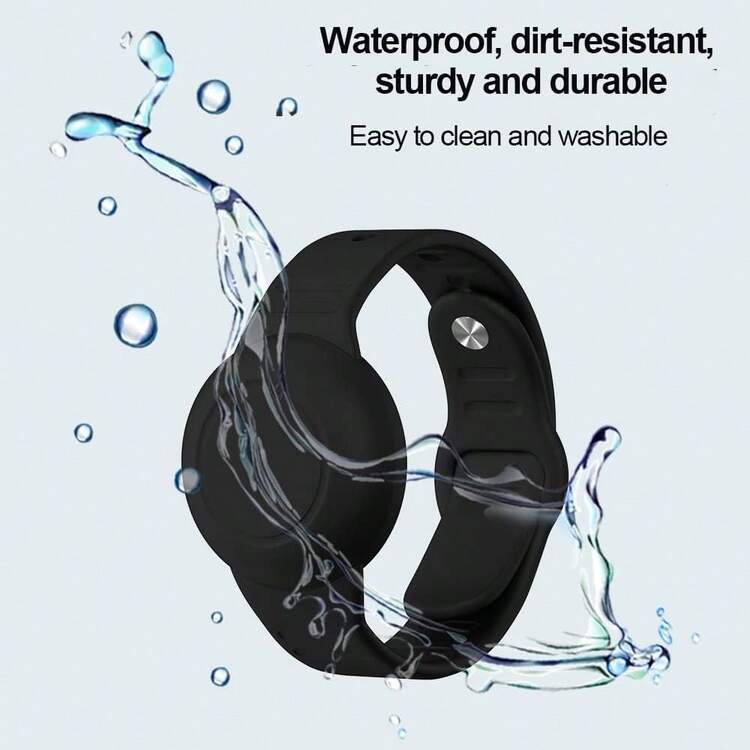 Waterproof Airtag Wristband For Kids Compatible With Apple AirTag, Protective Case For AirTag GPS Tracker, Adjustable Elastic Nylon Anti-Lost Watch Strap For Children, 36980140 - 酒紅色 - 查看 2