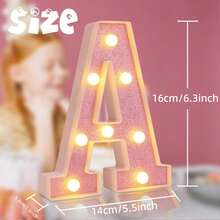 1个LED发光字母/数字灯，粉色发光字母，电池供电闪烁字母灯，适用于派对、求婚、婚礼、餐桌、墙面装饰、生日、客厅、卧室装饰 [不含电池] - 暖白色 - 查看 3