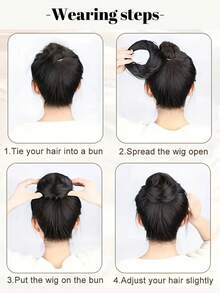 Synthetic Hair Bun With Circle Elastic Clips Straight Donut Updo Hair Wig Bird's Nest Shaped Retractable Hairpieces 4 Inch Stretchable Elegant Women's Magic Bun Maker High Temperature Fiber Suitable For All Hair Types Firm Fit Design Easily Create Stylish Black Bun Maker - Multicolor - View 11