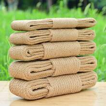 10毫米厚黄色黄麻绳，32.81英尺长，3/8英寸直径，坚固耐用，适用于手工制作、猫抓柱、园艺、农舍装饰、家居装饰等。