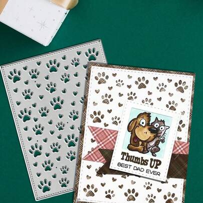 Creative Paw Print Background Panel Metal Cutting Dies, DIY Scrapbooking Album And Embossing Stencil, Greeting Card Making Tool, Card Paper Cutting Crafts ,Gift Card Making Template Die Cuts.