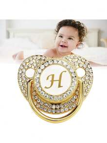 Juego Chupete Dorado para bebé, Chupete Personalizado y Clip para Chupete, Chupete 26 Letras A-Z con Cubierta Antipolvo, Chupete Silicona para Recién Nacido para Pezón 6 a 18 Meses (Letra h),36982869 - verde menta - Ver 2