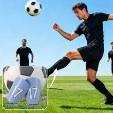 1 par de espinilleras de entrenamiento de fútbol mini azul n.º 17, almohadillas de entrenamiento para partidos - reutilizables, cómodas de llevar, duraderas - Multicolor - Ver 7