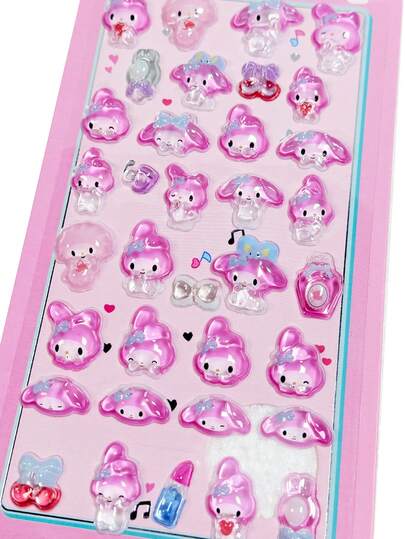 卡通旋律星猫3D发光浮雕贴纸，无需电源，是节日、生日、派对、圣诞节、复活节的完美礼物