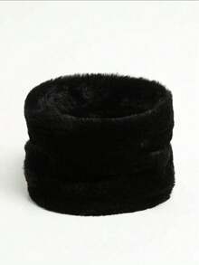 1pc Women's Winter Neck Warmer Scarf, High Collar Thermal Lined Thick Solid Color Plush Coral Fleece Scarf