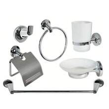 OISE ART STORE Set Bagno Moderno In Acciaio Cromato E Vetro Satinato 6 Pezzi Arredo Bagno 69984 - - Multicolore - Visualizzare 1