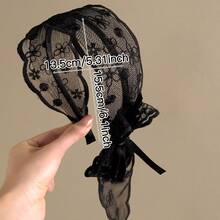 2件装 女士印花网纱蕾丝蝴蝶结发箍，波西米亚风，发饰，适合日常佩戴、拍照、女士配饰、礼物，发带头饰发箍 - 乾枯玫瑰色 - 查看 5