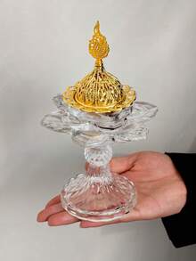 1个金色玻璃高香炉，水晶玻璃香炉 - 彩色 - 查看 5