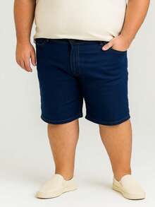 Men's Bermuda Jeans With Plain Elastane - Màu xanh lam - Xem 7