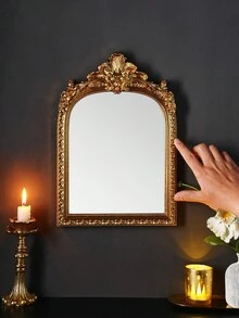 1 Gương treo tường trang trí hoa vòm vàng bằng nhựa, phụ kiện treo tường trang trí nhà theo phong cách Châu Âu, thích hợp để trang trí tường, gương trang điểm và đạo cụ chụp ảnh - Vàng - Xem 11