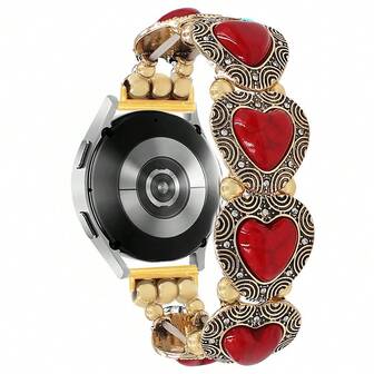 [Vintage Heart Elastic Watch Band] Compatible With Apple Watch Bands 38/40/41/42/44/45/46/49mm, Fits Ultra 3/2/1 Series 11 10 9 8 7 6/SE 5 4 3 2 1, Compatible With 20/22mm Spring Bar Lug Width Compatible With Samsung//Garmin Smartwatches, Wristband - Valentine's Day Gift (Watch Not Included, Band Only)]