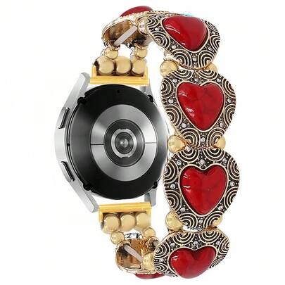 [Vintage Heart Elastic Watch Band] Compatible With Apple Watch Bands 38/40/41/42/44/45/46/49mm, Fits Ultra 3/2/1 Series 11 10 9 8 7 6/SE 5 4 3 2 1, Compatible With 20/22mm Spring Bar Lug Width Compatible With Samsung//Garmin Smartwatches, Wristband - Valentine's Day Gift (Watch Not Included, Band Only)]