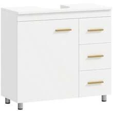 Bathroom Vanity Unit, 3-Tier Model, MDF, Particle Board, White - White - View 1