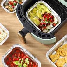 Paquete de 110 Charolas de Aluminio, Charolas para Hornear con Tapas Transparentes, Recipientes de Aluminio de 15 x 12 cm Adecuado para Catering Barbacoas - 110 piezas - Ver 4