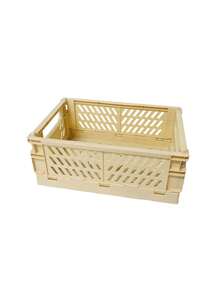 1pc Large Capacity Stationery & Toy Storage Basket, Desktop Cosmetic Organizer Box, Plastic Storage Basket, Foldable Clutter Organizer Box With Handle, Stackable, Art Supplies Storage Box - Multicolor - View 13