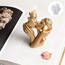 1pc Couple Silicone Mold, Candle Mold, Classic Kissing Lovers Design, Meaning Fulfilling Love, Suitable For Candle/Resin/Clay Mold, Great For Anniversary, Birthday, Wedding Party, Valentine's Day Decor, Love Theme Mold, Easily Create Romantic Atmosphere, Home Decor Craft - White - View 3