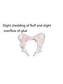 1pc Cute Furry Cat Ear Headband With Bow Tie For Women, Pink - Multicolor - View 5