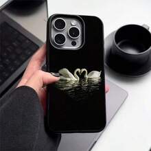 1个TPU材质优雅黑底白天鹅拥抱图案手机壳，兼容 17 Pro Max/17/16 Pro Max/15/13/12/11、S20 FE/A15/S24/A55，兼容红米Note 11/12/13 Pro，全包防摔软壳保护套，国际版，非国内版 - 黑色 - 查看 2